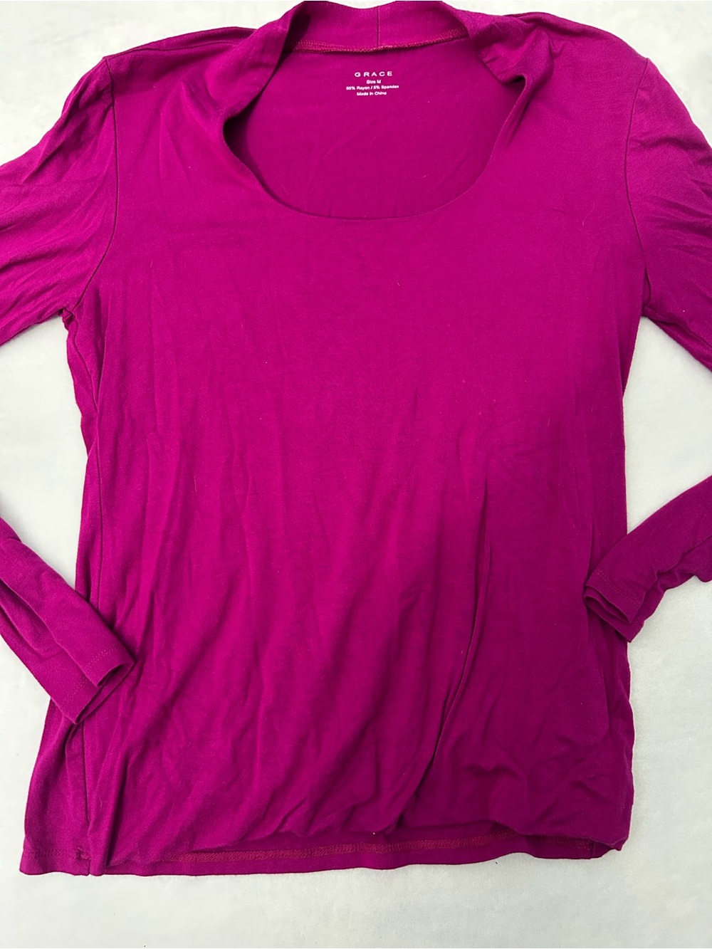 Grace Fuchsia Long Sleeve Scoop Neck Top